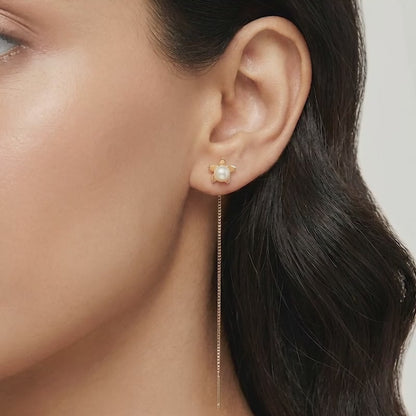 Rose Gold Courteney Pearl Sui Dhaga Earrings