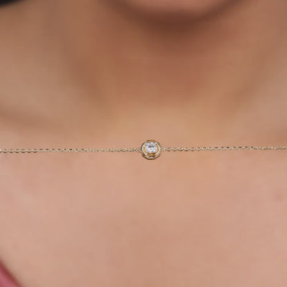 Gold Shinny Circle Lab Grown Diamond Bracelet