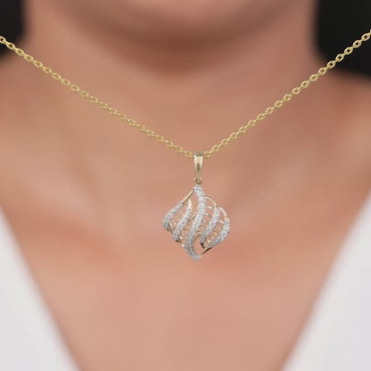 Gold Adoring Leaf Lab Grown Diamond Pendant