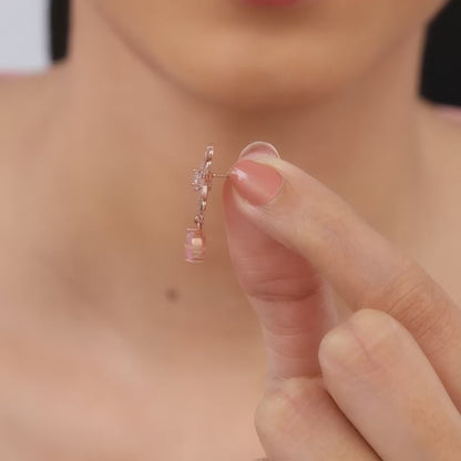 Rose Gold Floret Elegance Drop Earrings