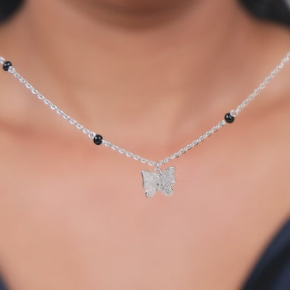 Silver Butterfly Bloom Necklace