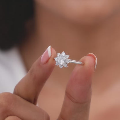 Silver Zircon Twilight Bloom Ring