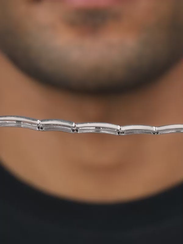 Silver Jazzy Link Bracelet For Him