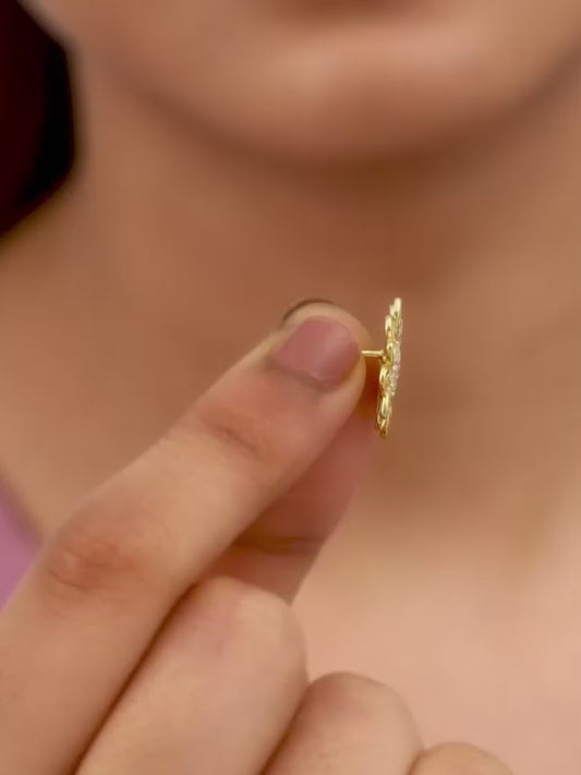 Golden Blooming Flower Stud Earrings