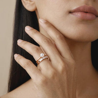 Rose Gold Grace Pearl Bypass Ring