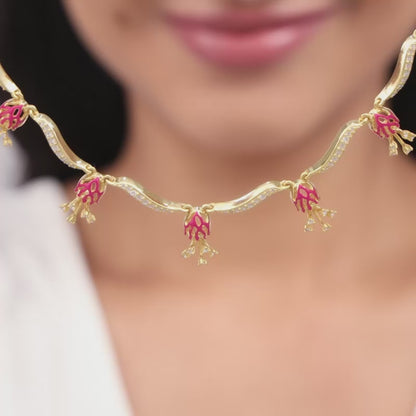 Golden Brahma Kamal Bud Necklace