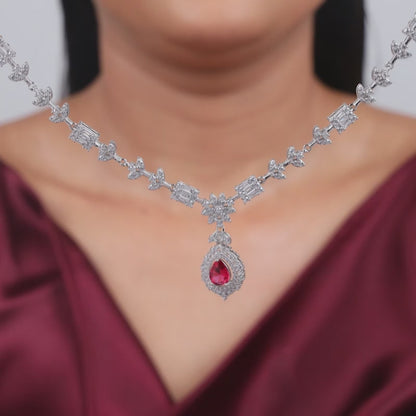 Silver Ascania Pink Necklace