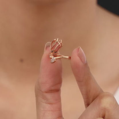 Rose Gold Pink Quartz Flower Set of Two