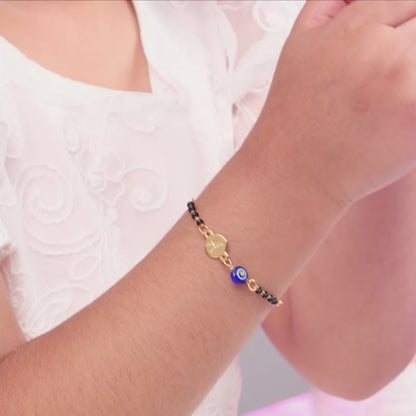 Golden Personalised Nazariya Kids Bracelet (2 - 8 Years)
