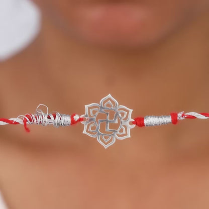 Silver Spiritual Swastik Rakhi