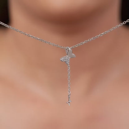 Silver Pretty Butterfly Pendant with Link Chain