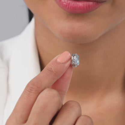 Silver Halo Blue Topaz Earrings