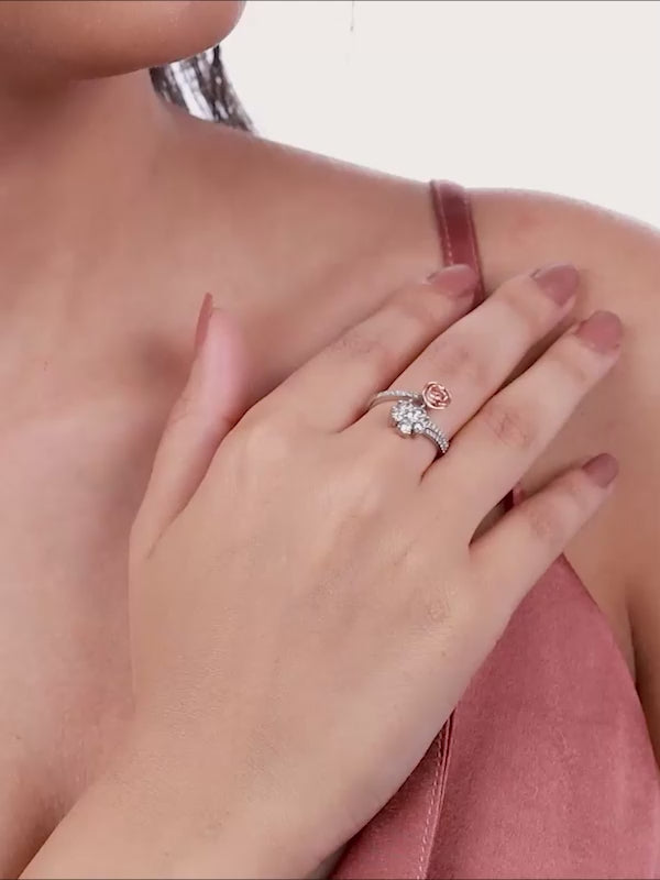 Silver Studded Rose Ring
