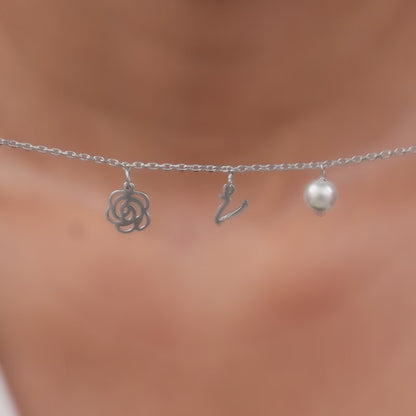 Silver Pearl Rosey Personalised Bracelet