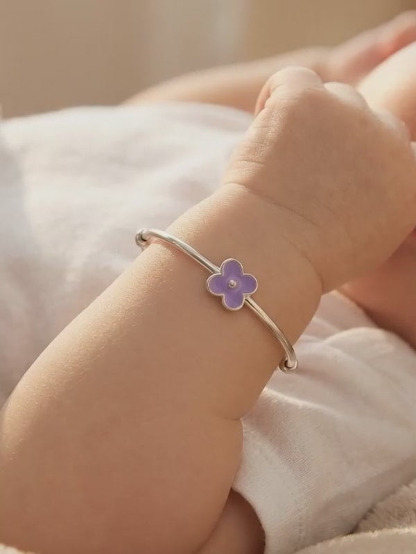 Silver Violet Wink Kids Bangle Bracelet