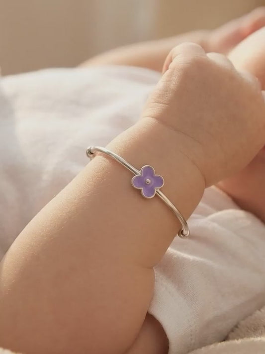 Silver Violet Wink Kids Bangle Bracelet