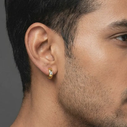 Golden Flux Hoop Earring For Him
