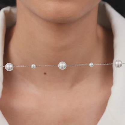 Silver Playful Pearl Necklace