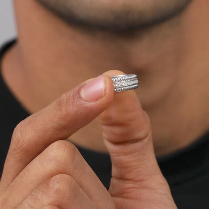 Silver Braided Border Ring For Him