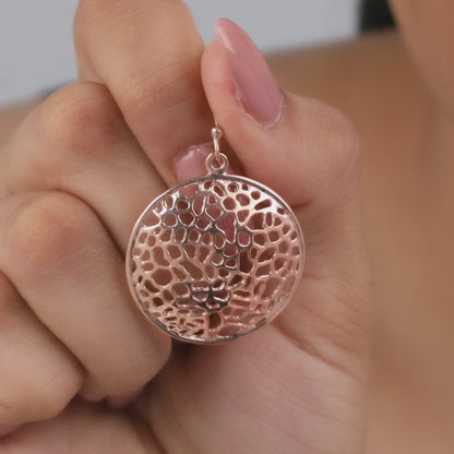 Rose Gold Cellular Filigree Earrings