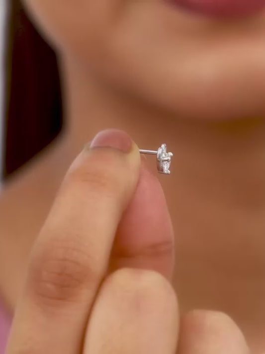 Silver Zircon Small Heart Studs