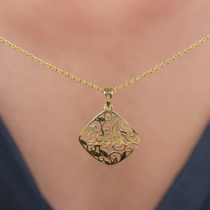 Golden Modern Relic Pendant With Link Chain