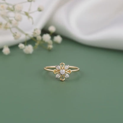 Gold Orchid Lab Grown Diamond Ring
