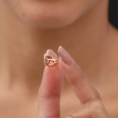 Rose Gold Leafy Cuts Ring