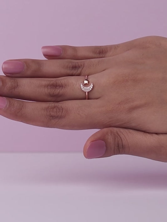 Rose Gold Moon-Star Constellation Ring