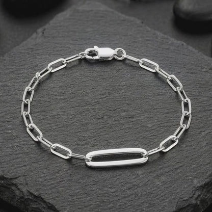 Silver PaperClip Link Chain Bracelet
