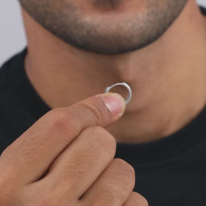 Silver Halo Hoop Earring For Him