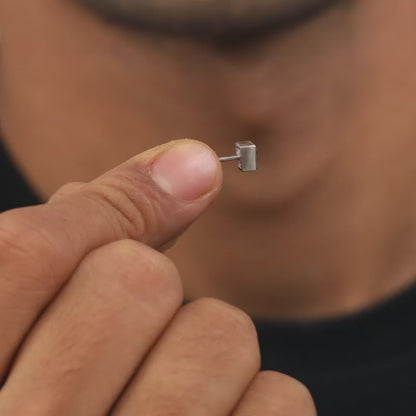 Silver Kinda Cube Stud For Him