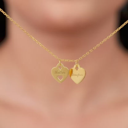 Golden Dual Heart Name Personalised Necklace