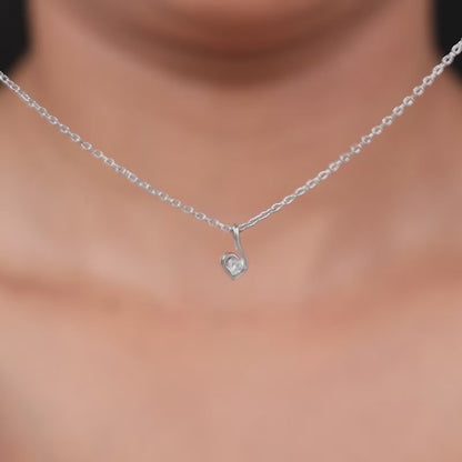 Silver Graceful Love Pendant With Link Chain