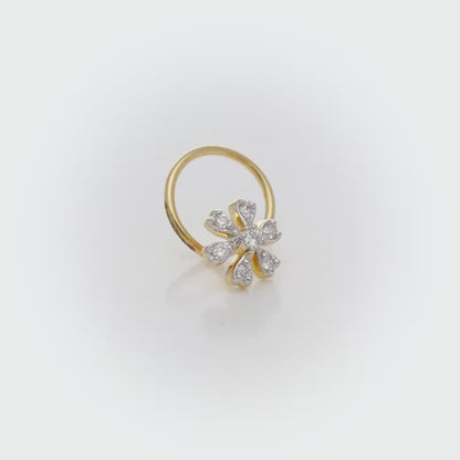 Gold Floral Elegance Diamond Nose Pin