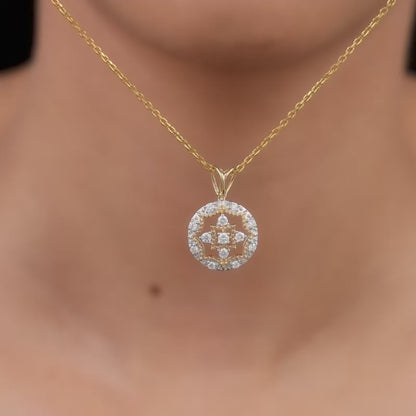Gold Graceful Wheel Lab Grown Diamond Pendant