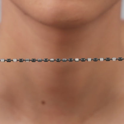 Silver Sparkling Elongated Box Chain