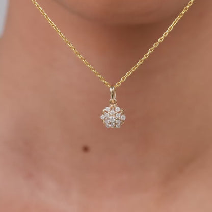 Gold Floral Aura Lab Grown Diamond Pendant