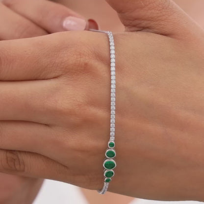 Silver Arc of Green Bracelet