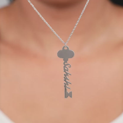 Silver Personalised Key Pendant