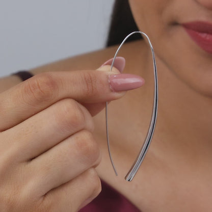 Silver Parabola Hoop Earrings