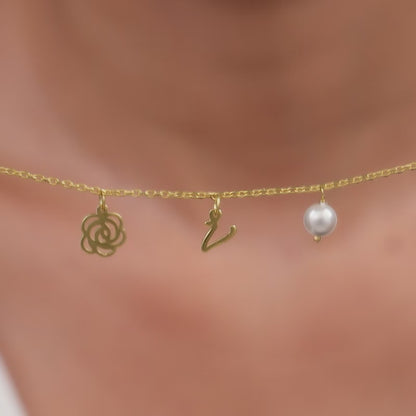 Golden Pearl Rosey Personalised Bracelet