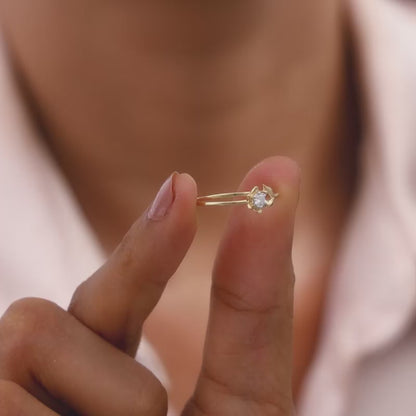 Gold Magnolia Diamond Ring