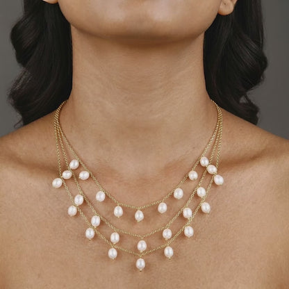 Golden Jacqeline Pearl Layered Necklace