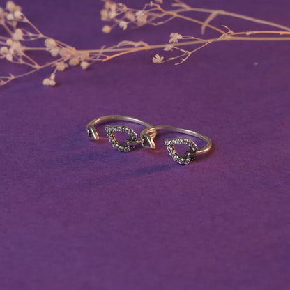 Oxidised Silver Aparajita Open Toe Rings