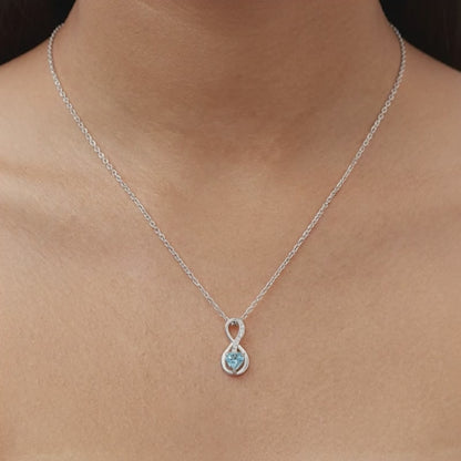 Silver Infinite Blue Pendant With Link Chain