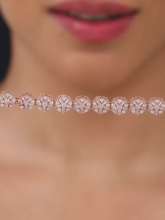 Rose Gold Studded Flower Necklace