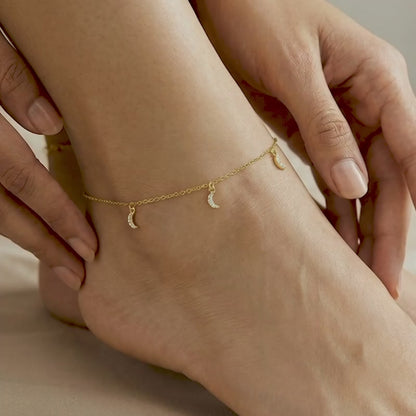 Golden Moon Charm Anklet