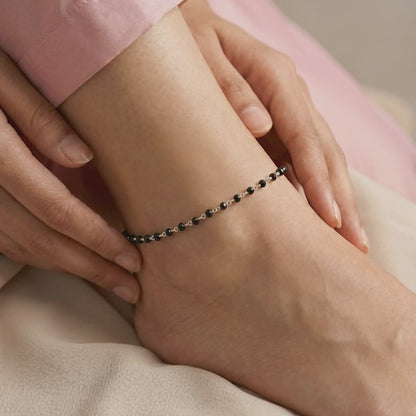 Silver Obsidian Nazariya Anklet