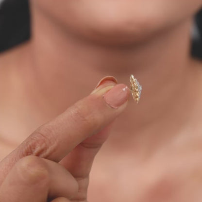 Gold Daisy Halo Lab Grown Diamond Stud Earrings